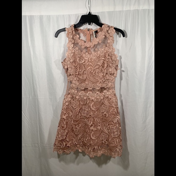 NEW $190 Topshop Scallop Lace Dress in Rose Pink - Picture 6 of 12
